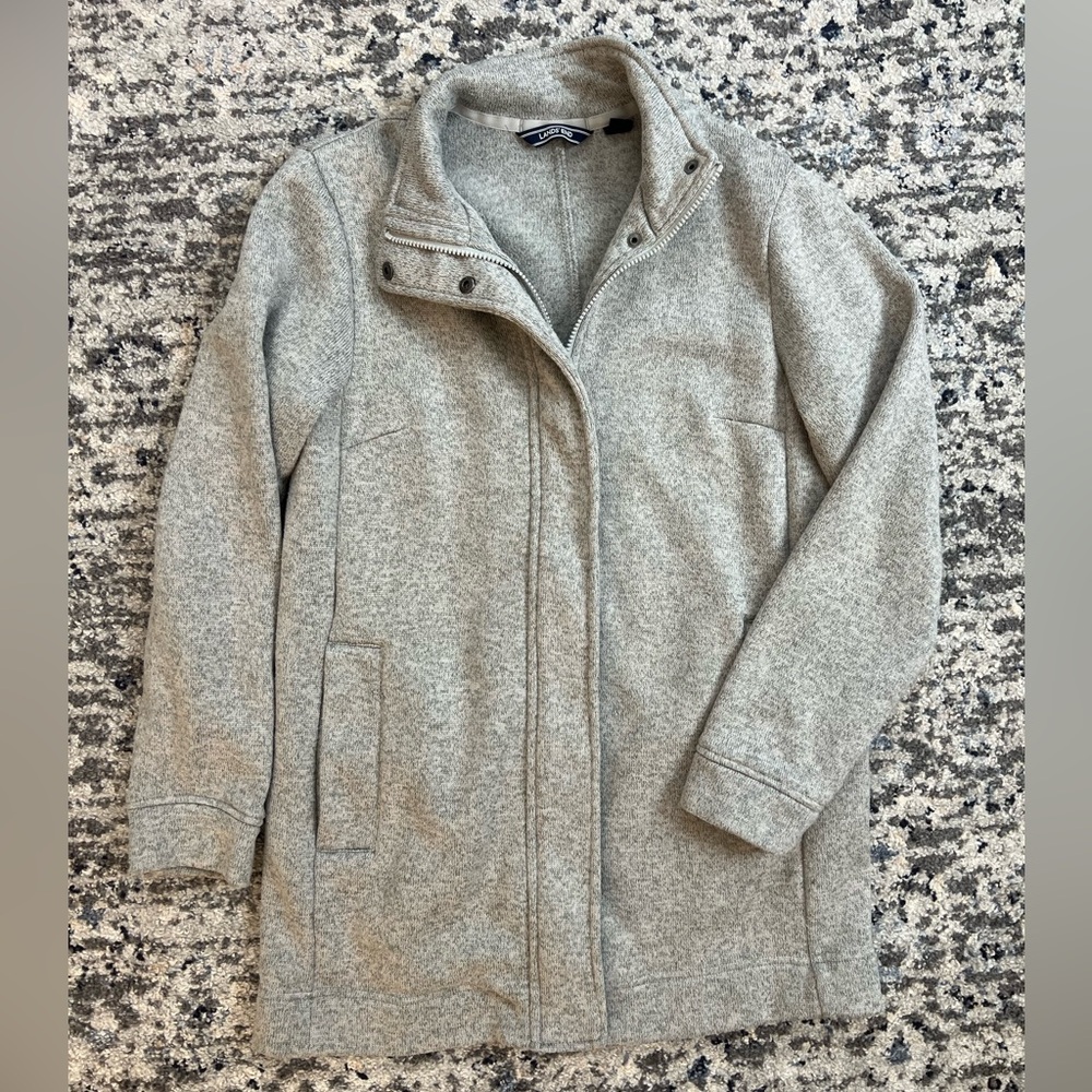 Land's End Women's Sweater Fleece Grey Coat Size M - Picture 3 of 11